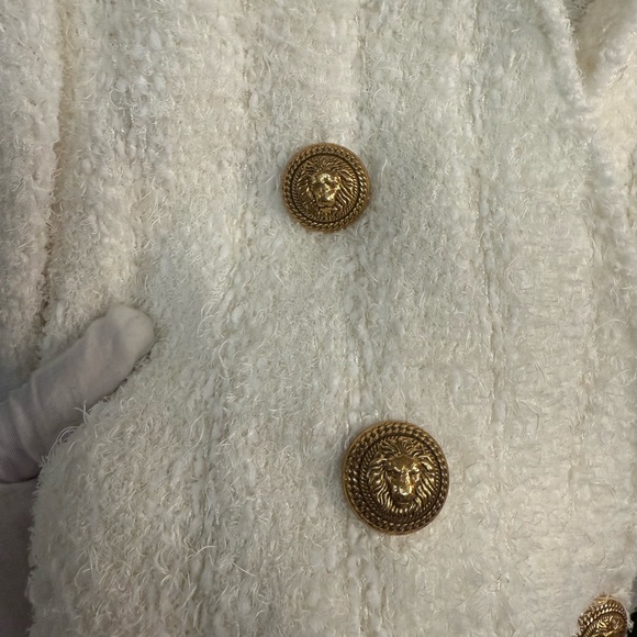 Balmain White Tweed Blazer Size 46 Gold Buttons - Picture 3 of 7